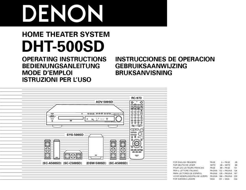 Denon DHT-500SD Home Theater System Owners Manual