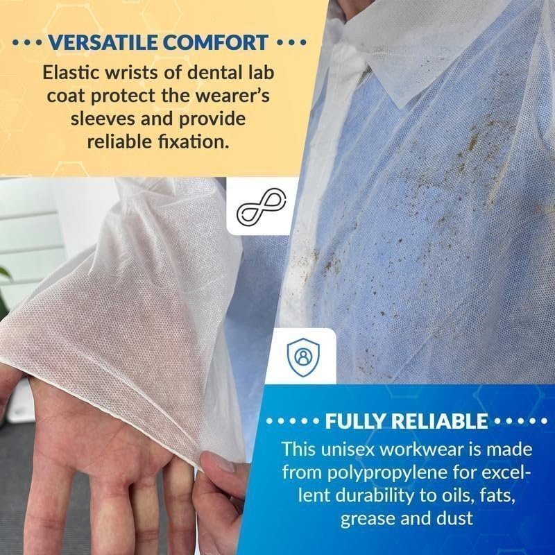 White Disposable Lab Coats Splash Proof Elastic Cuffs 10 Count 3X Large