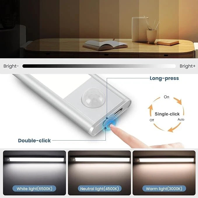 PREMIUM LED Motion Sensor Under Cabinet Light USB Rechargable Kitchen Lamp Strip
