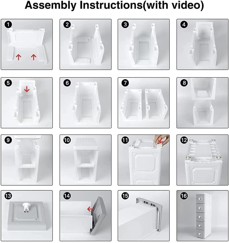 Super Light Weight Slim Plastic Bathroom Storage, Self-Assembling Organizer 5 Ti