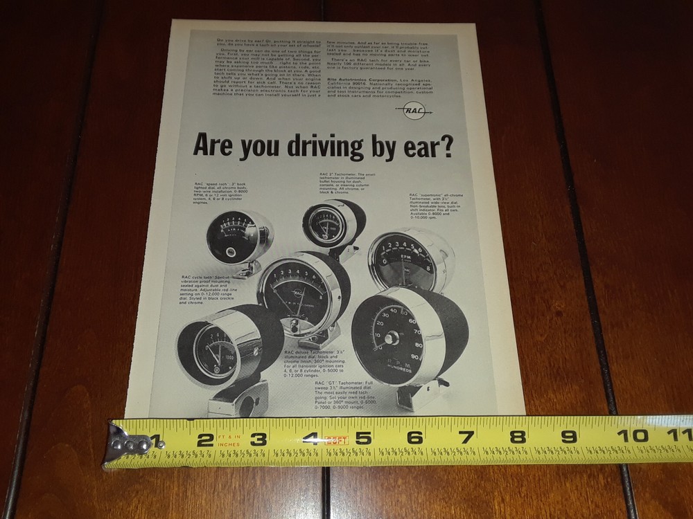 1966 RAC TACHOMETER ORIGINAL AD