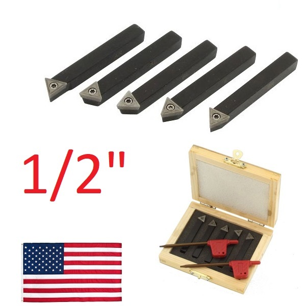 20 pc 1/2" Lathe Indexable Carbide Insert + Turning Tooling Bit Holder Set