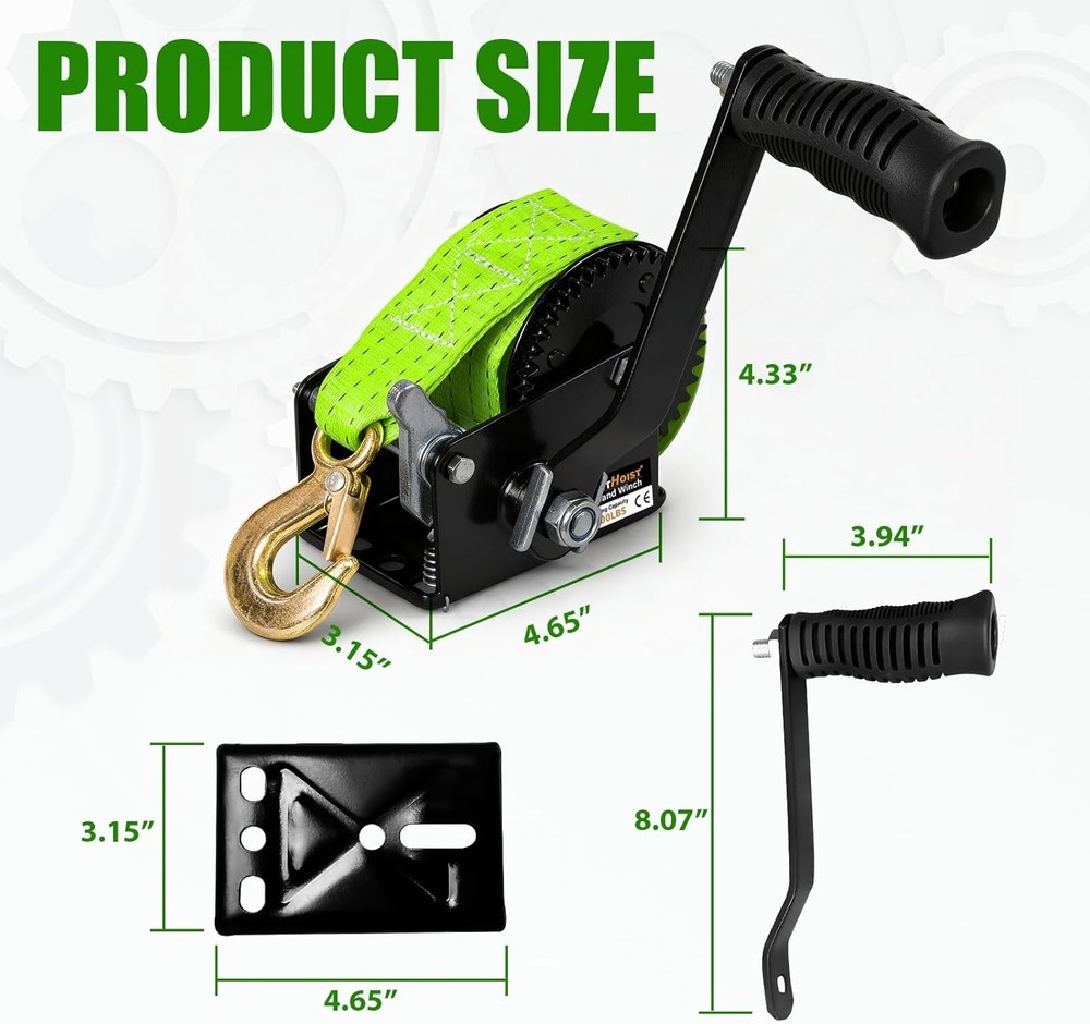 Manual Hand Winch with Nylon Strap