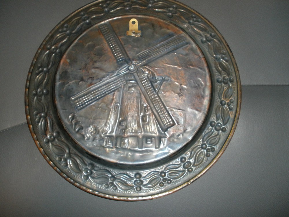 Vintage Thin Copper Windmill Plate 9.75"