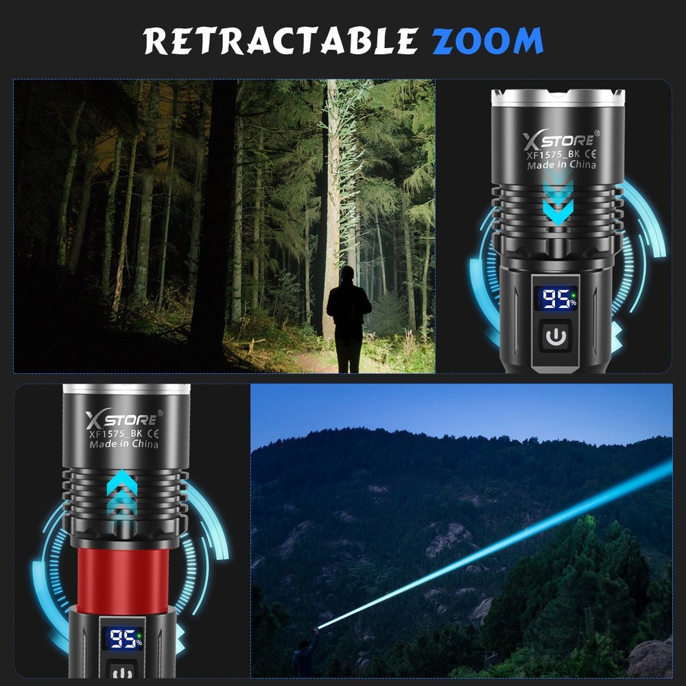 2PCS 90000 Lumen LED Flashlight Rechargeable Super Bright Tactical Flashlights