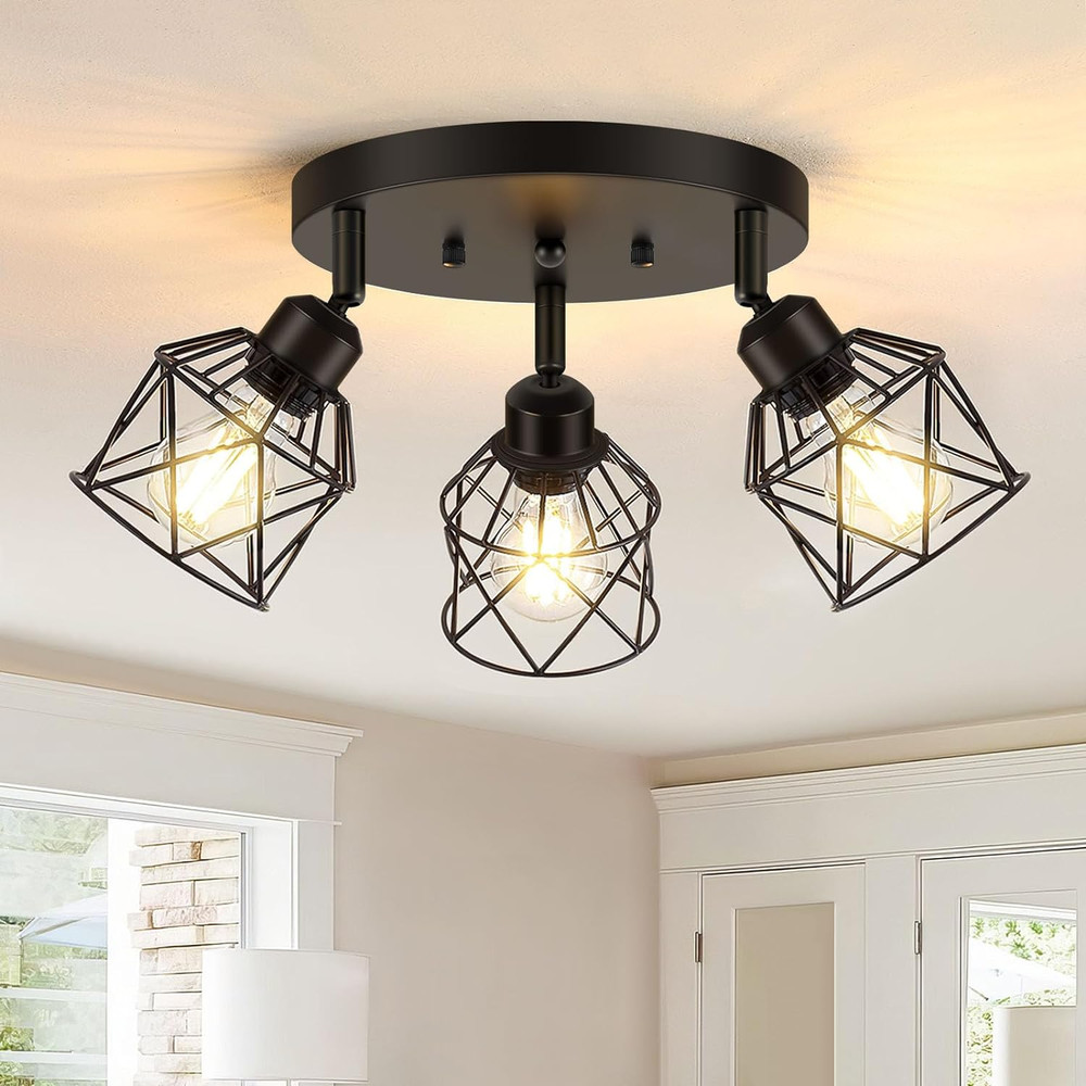 3-Light Kitchen Flush Mount Ceiling Light, Adjustable Multi-Directional Ceili...
