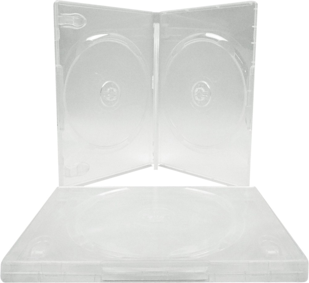 (100) DV4R14CLWT 4-Disc Capacity Clear Quad Replacement DVD CD Storage Case Box