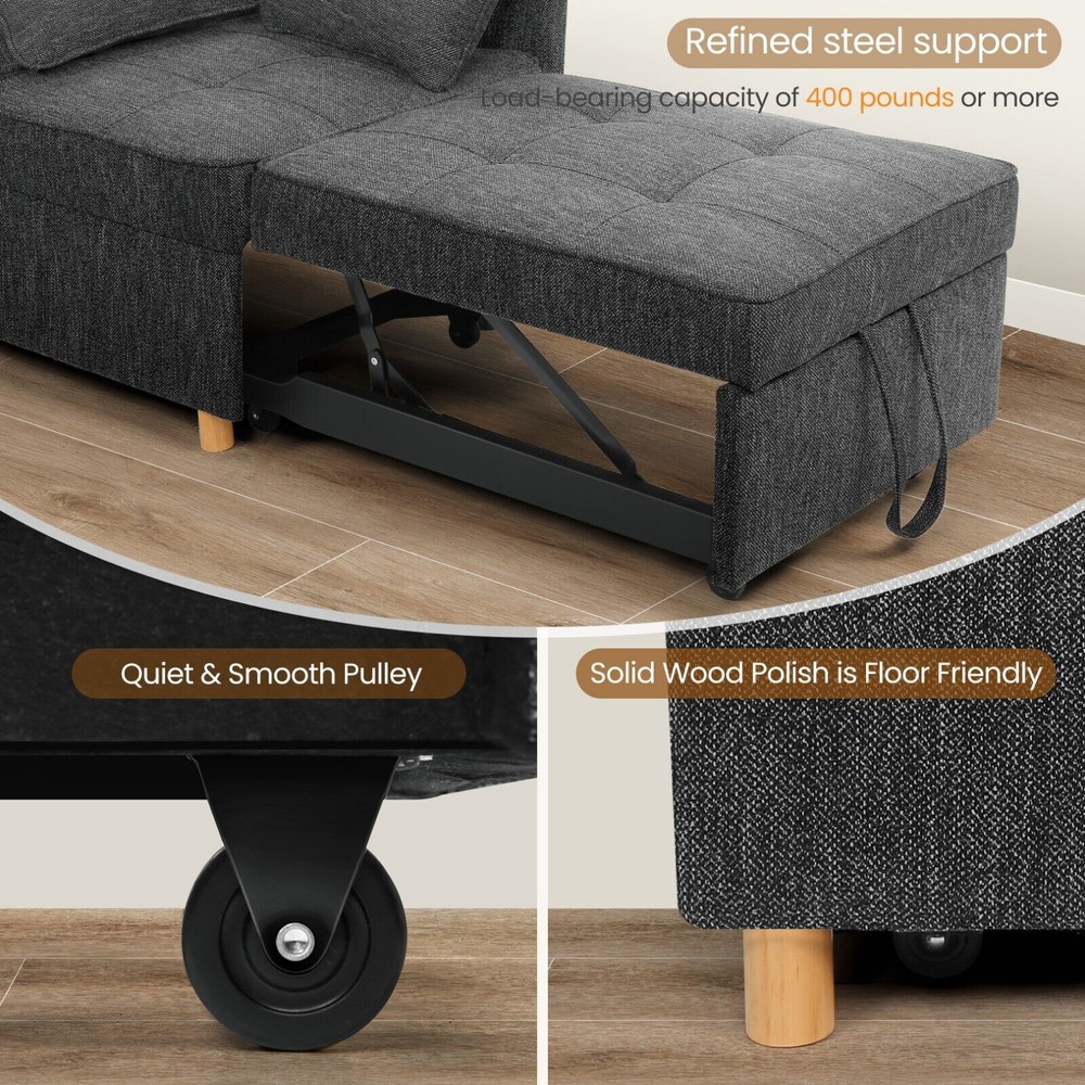 Folding Ottoman Sofa Bed, Convertible Chair 4-in-1 Multi Function Sleeper Sofa🔥