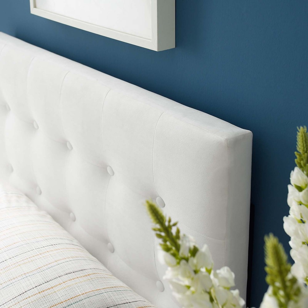 Modway Emily Biscuit Tufted Performance Velvet Twin Headboard in White