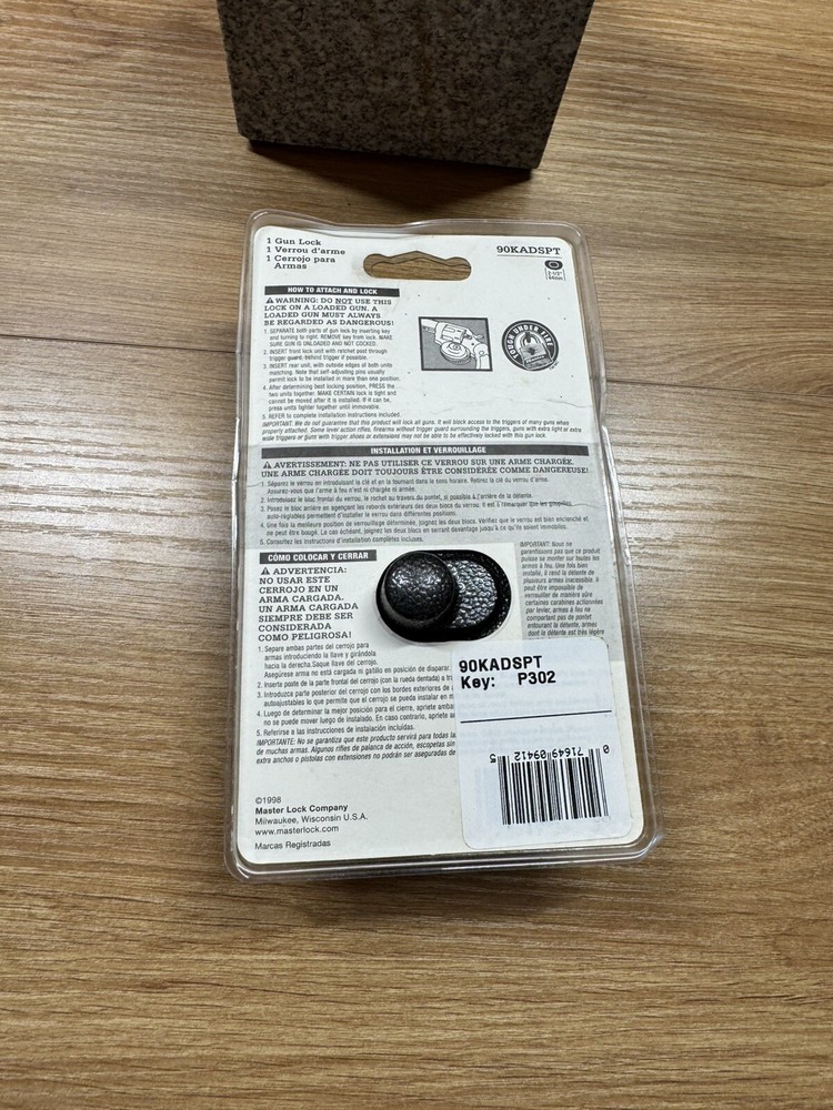 Master Lock Gun Lock (90KADSPT) NIP