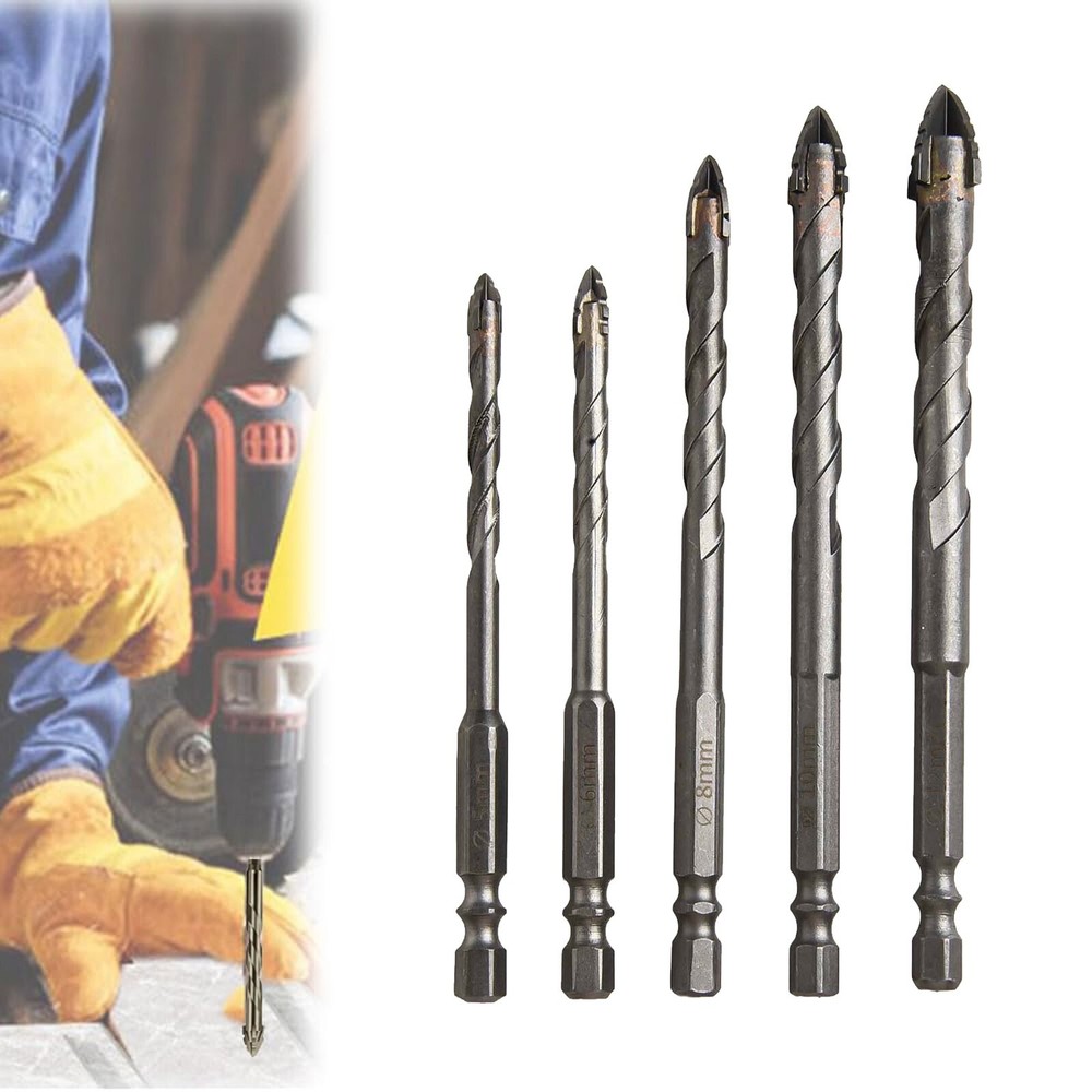 5 Pcs Four-Flute Eccentric Drill Drilling Glass Tile Punching Triangle Drill Bit