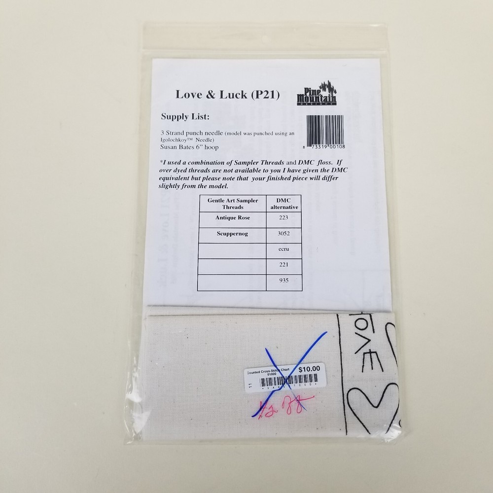 Pine Mountain Designs Love & Luck Punch Needle Pattern With Fabric P21