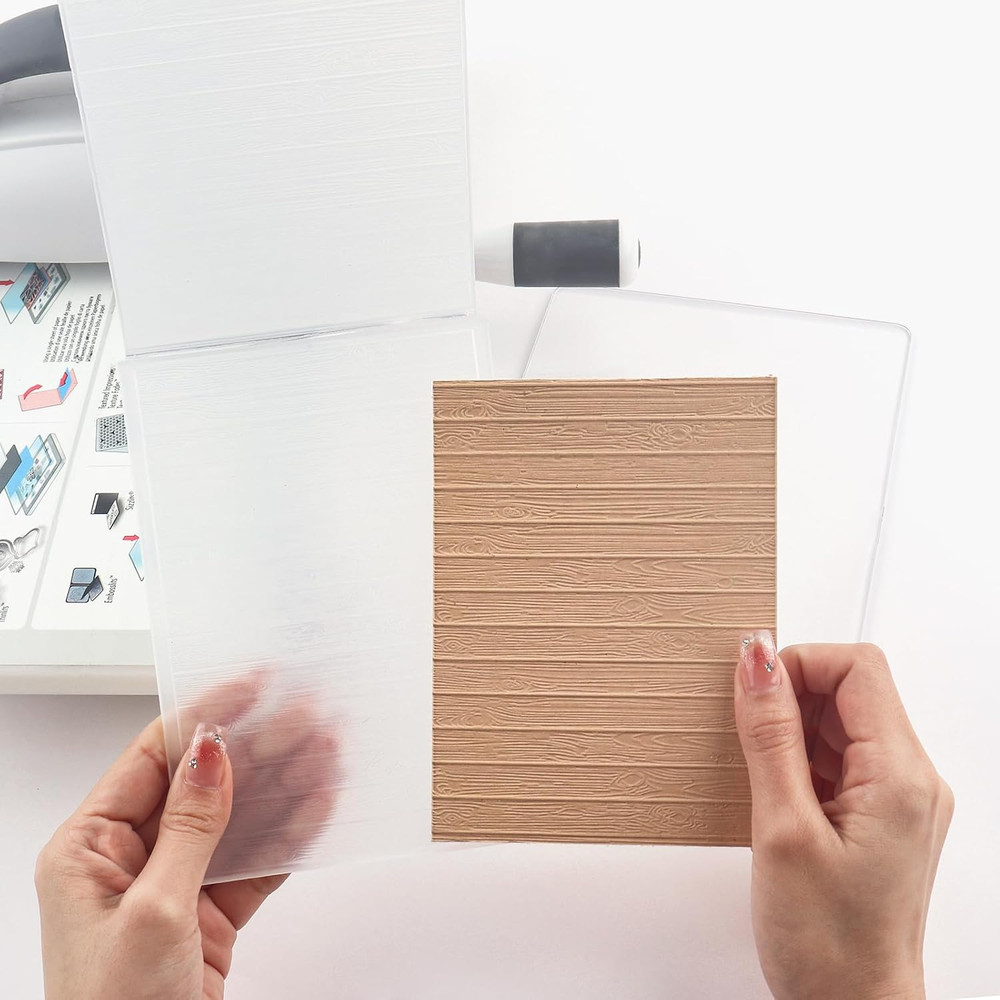 3D Embossing Folder for Card Making,Wood Panel Clear Plastic Texture Fades Embos