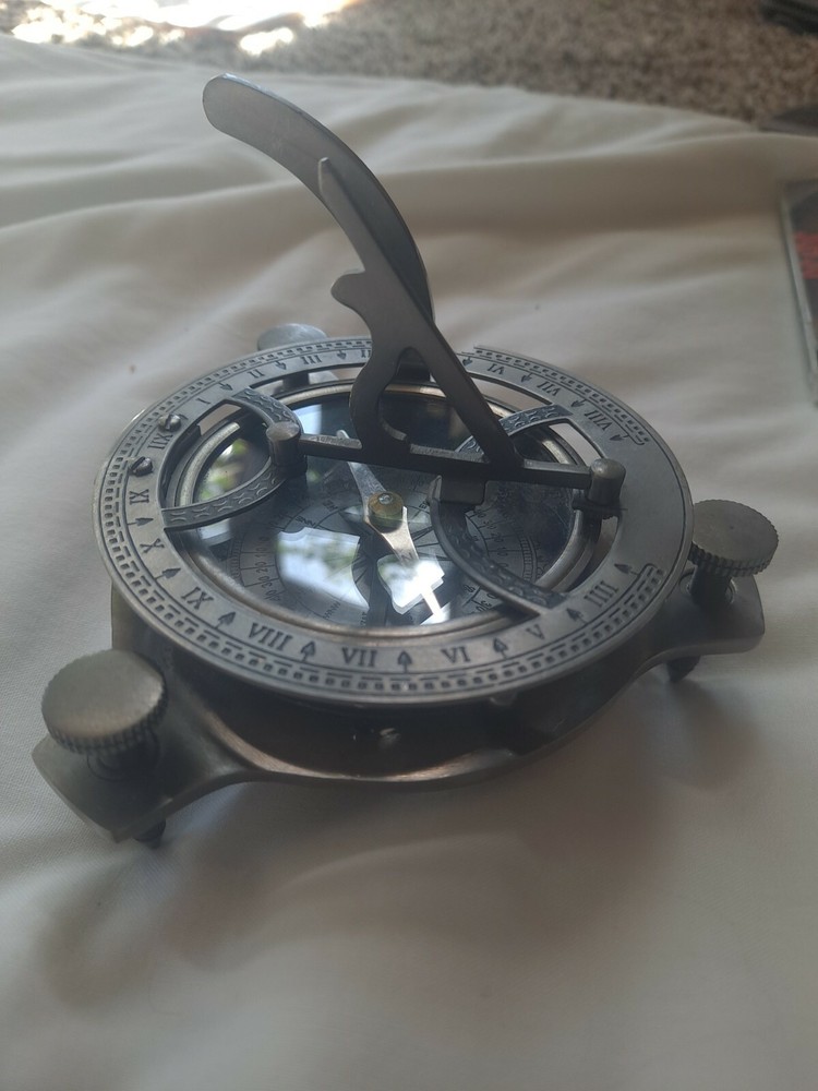 Brass vintage compass maritime sundial compass