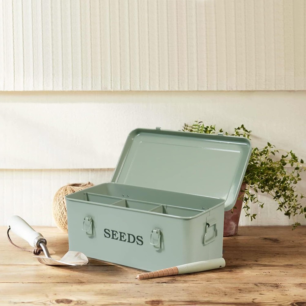Seed Saving Box, Metal Seed Bin,Seed Storage Organizer Box,Seed Packet Container