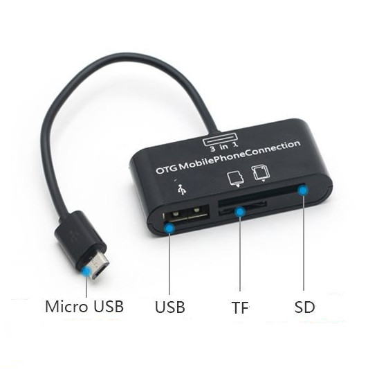 Multifunctional Memory Card Reader 3 IN 1 Micro-USB TF SD Card OTG Card Reader