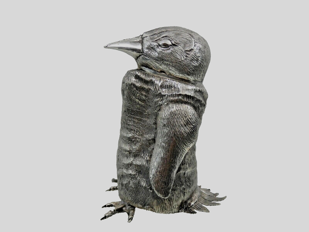 EXCEPTIONAL 800 SILVER FIGURAL PENGUIN CIGAR / CIGARETTE LIGHTER sterling