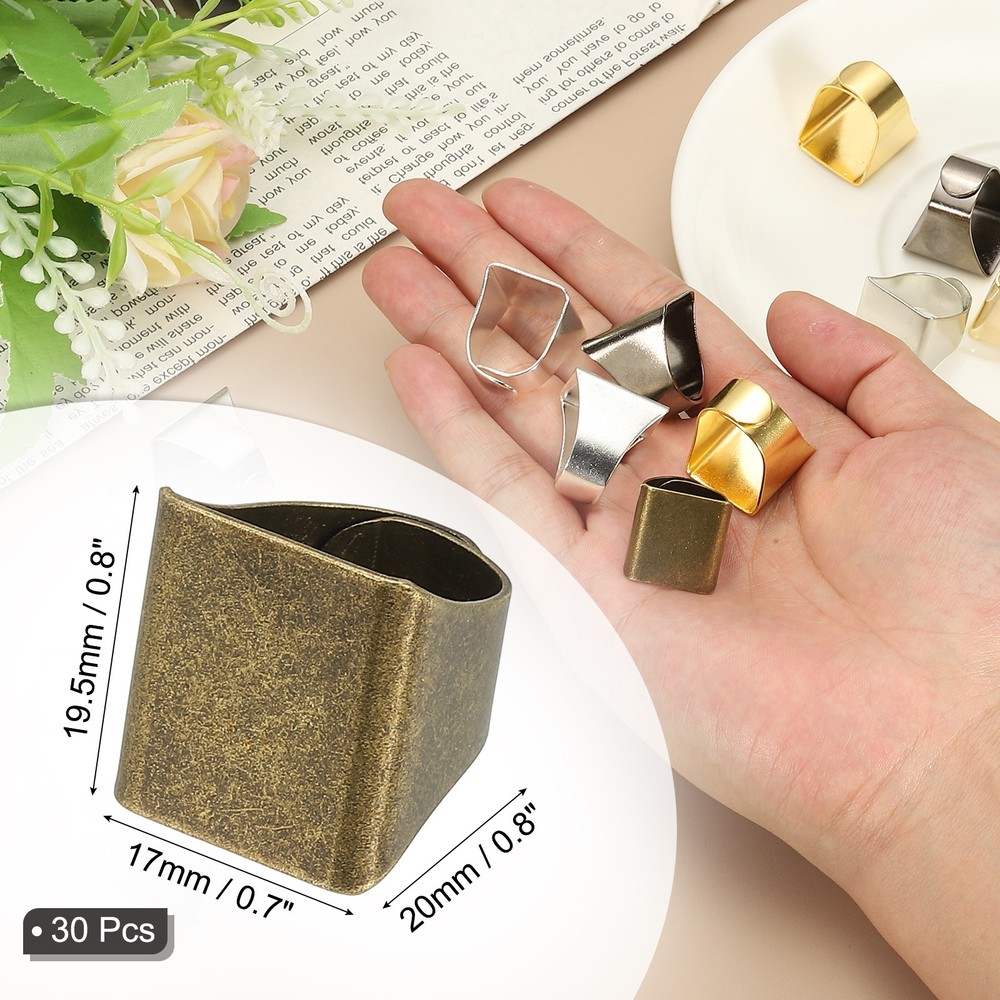 Brass Ring Blanks, 17x19.5mm 30 Pcs Adjustable Rectangle Flat Pad, Bronze