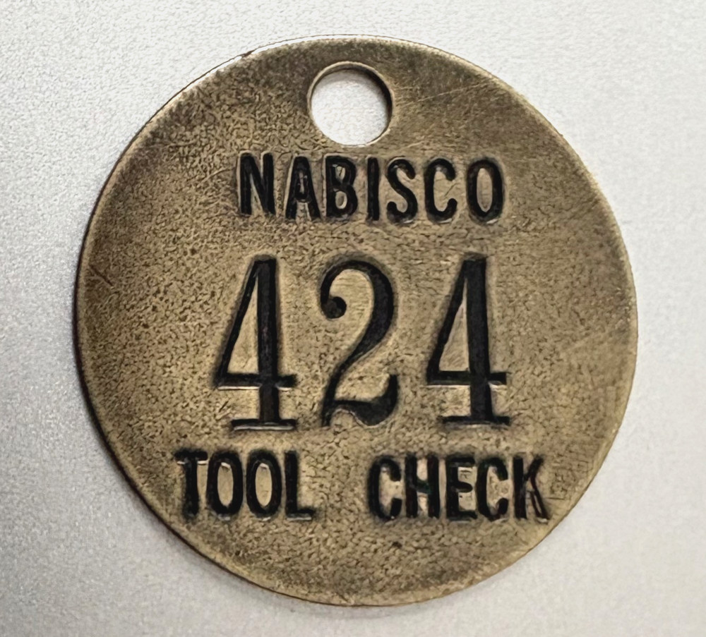 Vintage Tool Check Brass Tag: NABISCO Cookies & Snacks