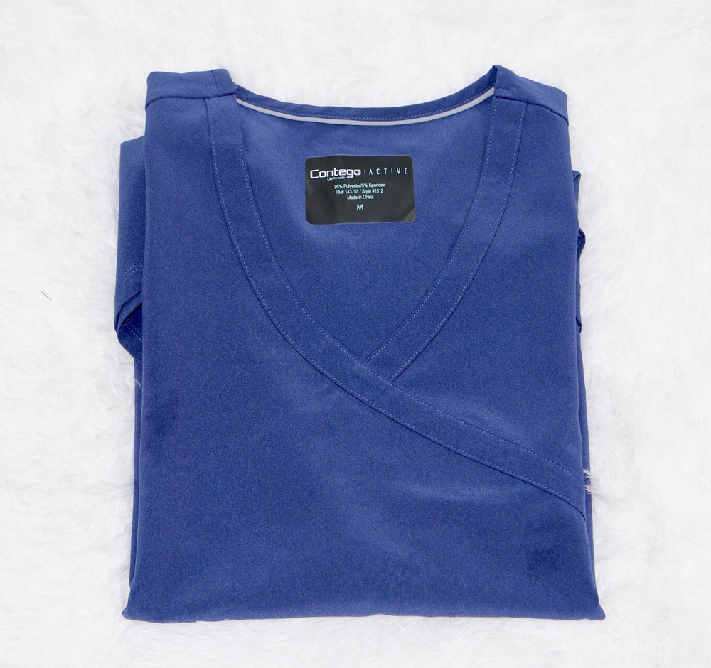 Contego Active Stretch Navy Scrub Top- Size M - NWT