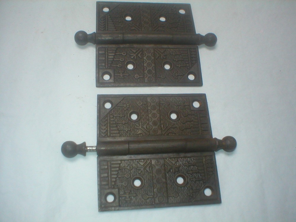 Antique Victorian Decorative Large 5" x 5" Hinge Pair