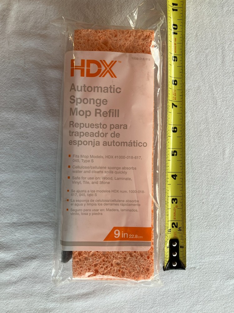 (2) HDX 1000018618 Automatic Sponge Mop Refill, Type S, 9”