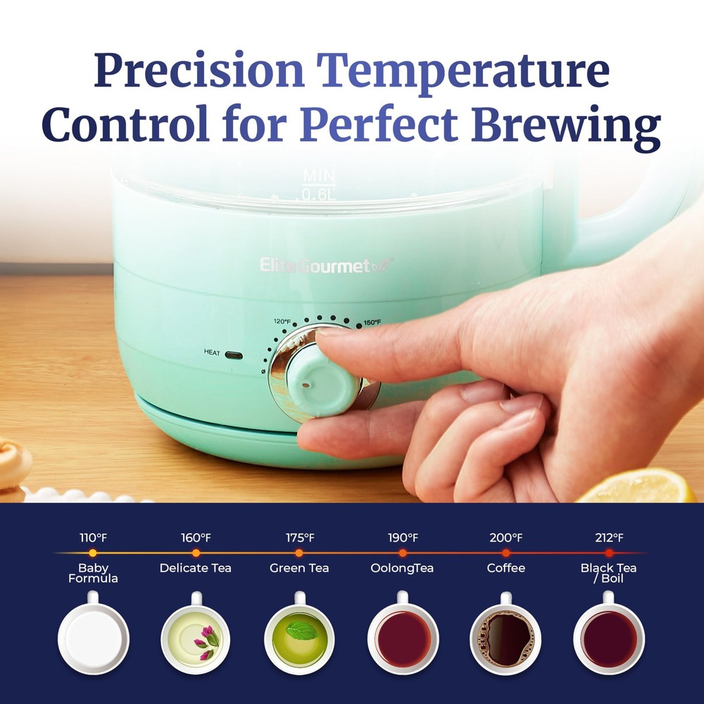 1.2L Electric Glass Kettle, 1200W Fast Boil, Adjustable Temperature Control &...