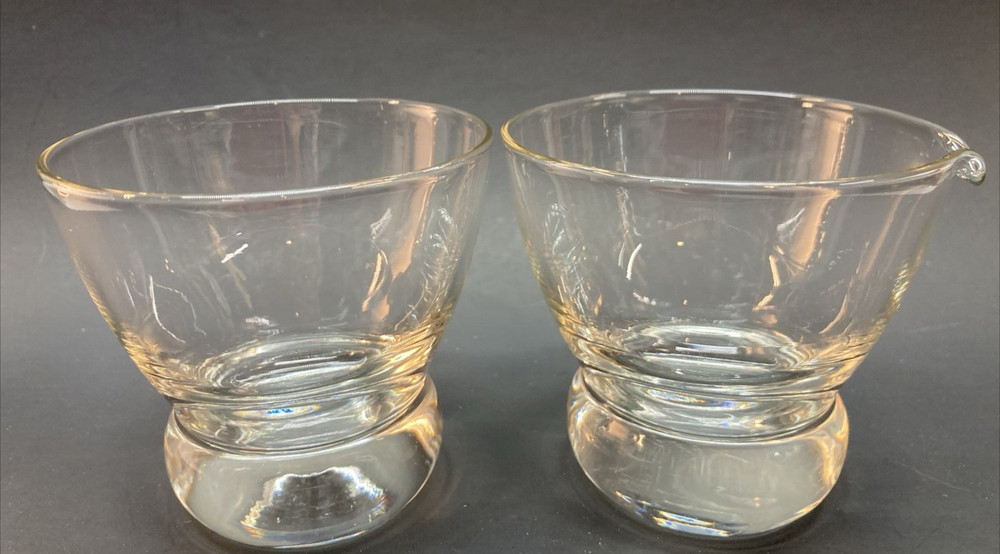 Clear Glass Modern Open Small Cream and Sugar Bowl