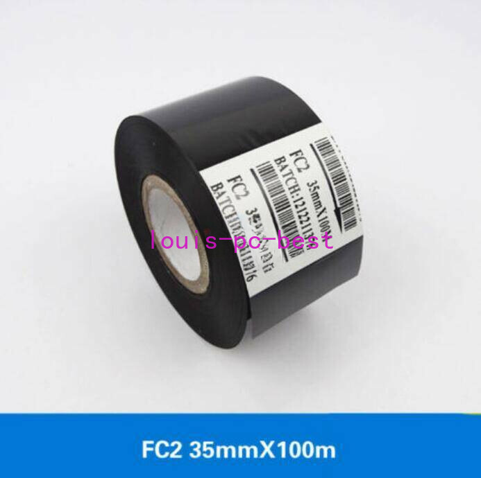 10 Pcs For Coder Printer Machine Black Hot Stamp Ribbon FC2 35mm x 100m