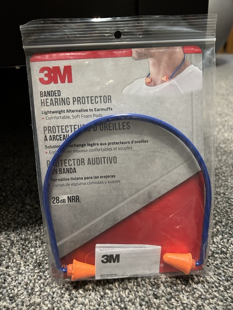 3M 28 dB PVC Hearing Protector Banded Ear Plugs Blue/Orange