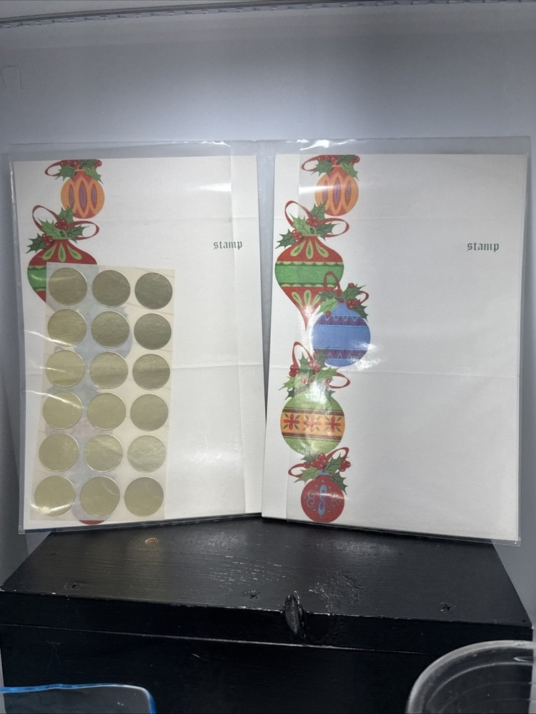 16 Vintage Brightnotes Christmas Ornaments Self-Mailing Fold-up Notes