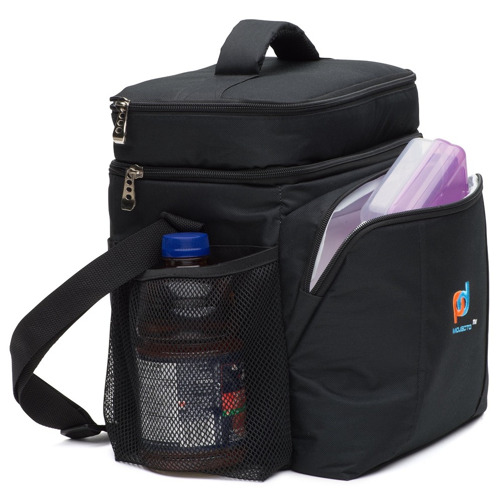 MOJECTO Medium Cooler Lunch Bag Dual Compartment Leakproof 600D Black