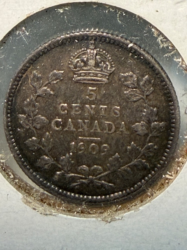 1909 Canadian 5 cent coin