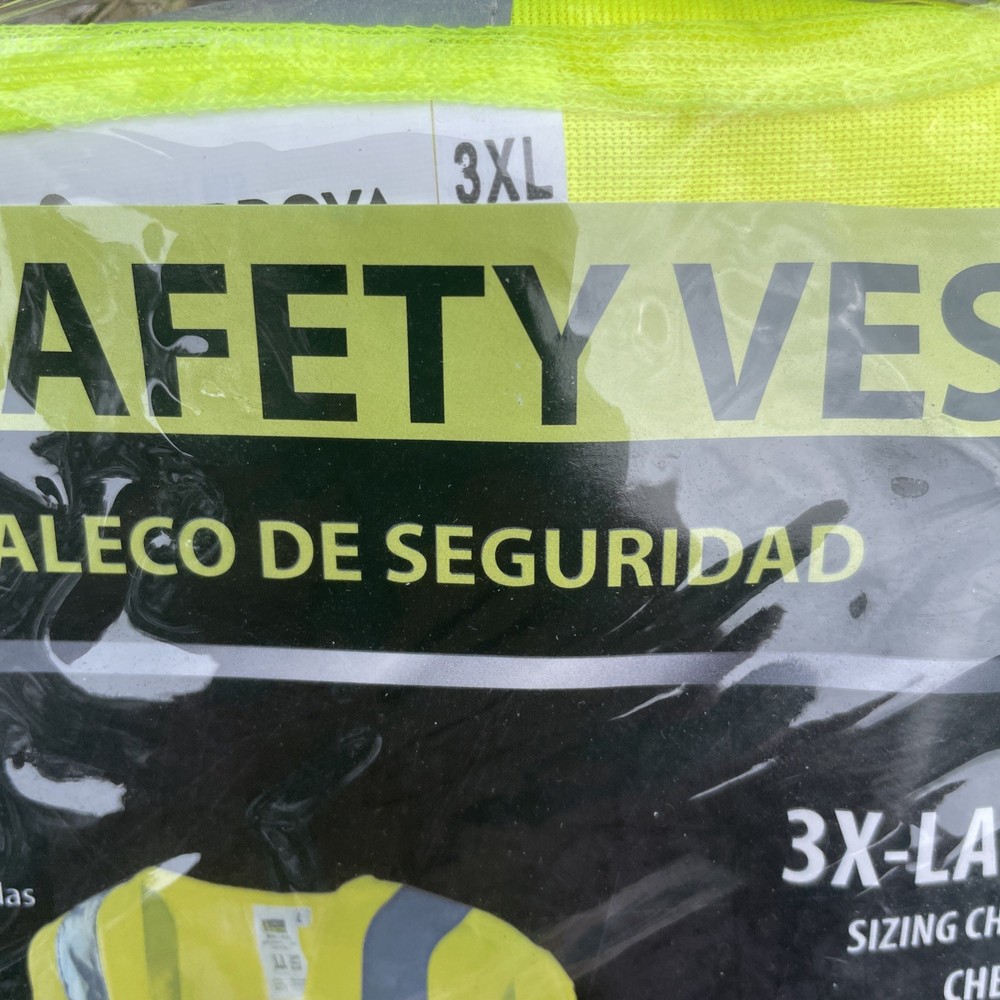 3XL Solid Safety Vest High-Visibility Class 2 Solid Polyester Fabric 2” Tape