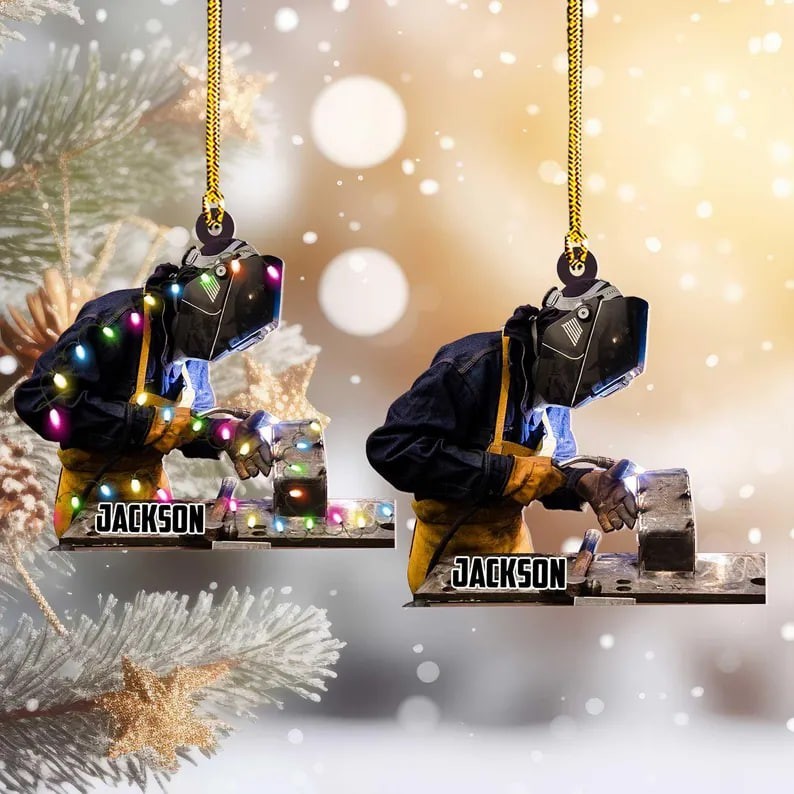 Personalized Welder Ornament Gift, Custom Welding Car Decoration