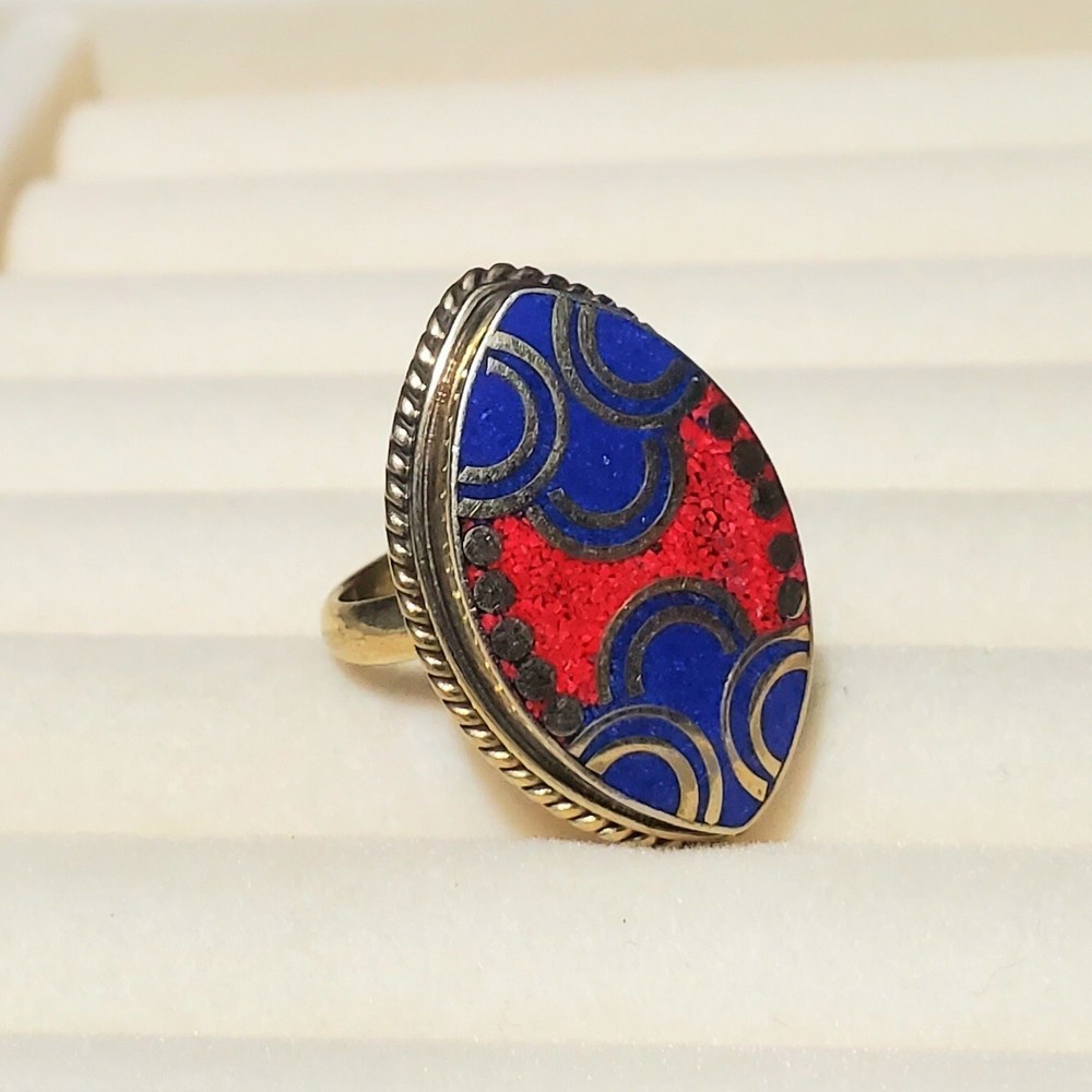 Lapis Coral Ring
