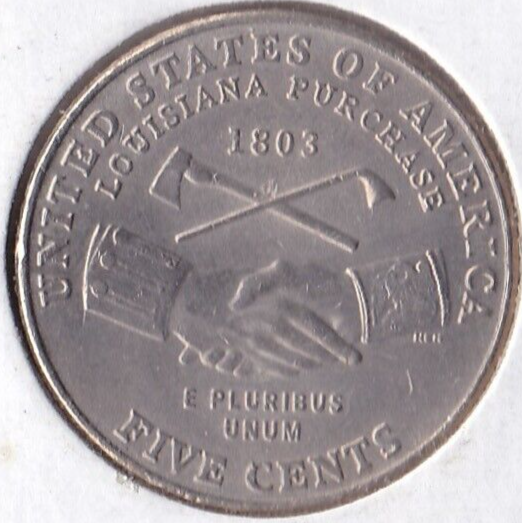 2000-P Jefferson Handshake Nickel Die Chips in Several Reverse Letters