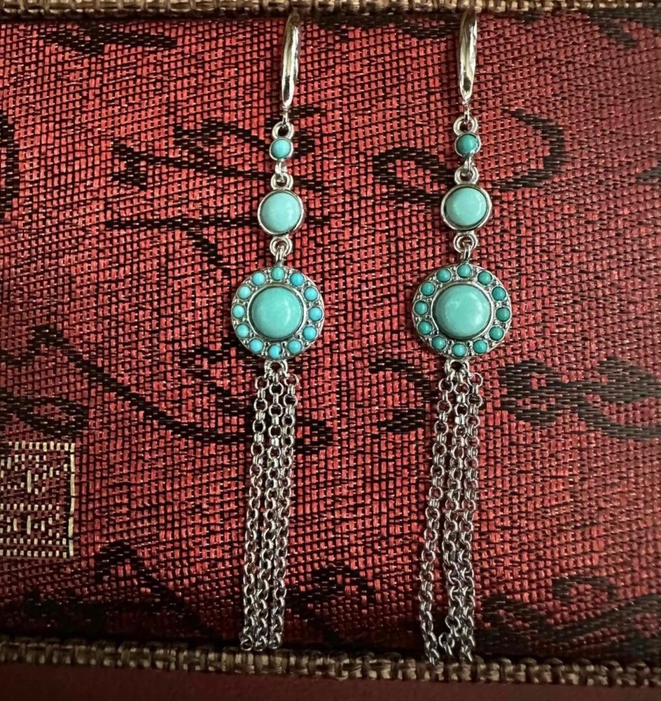 Genuine Sliver turquoise dangling earrings