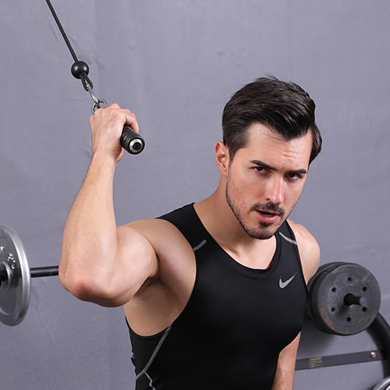 Zicolor Ergonomic Tricep Rope Handle Pulldown Attachment Black(1-pack)