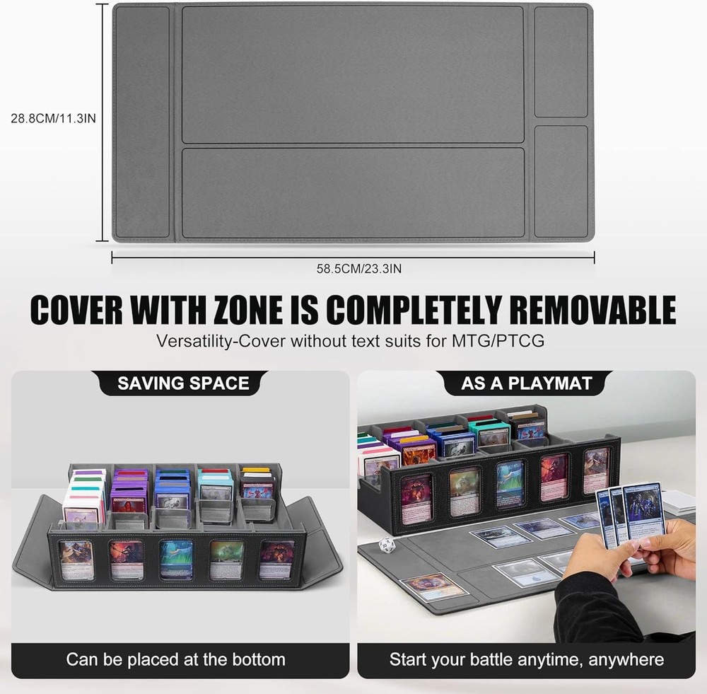 Trading Card Storage Box with Commander Display, 5-Row Deck Case with Removable
