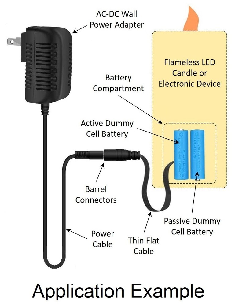 2 x AA Battery Replacement Eliminator Kit for Electronic Devices