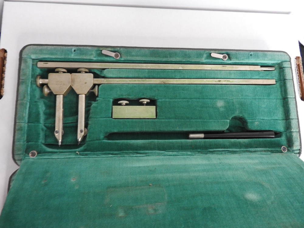 Vintage Riefler Drafting Engineering Tool Kit Beam Compass German Made Nice Case