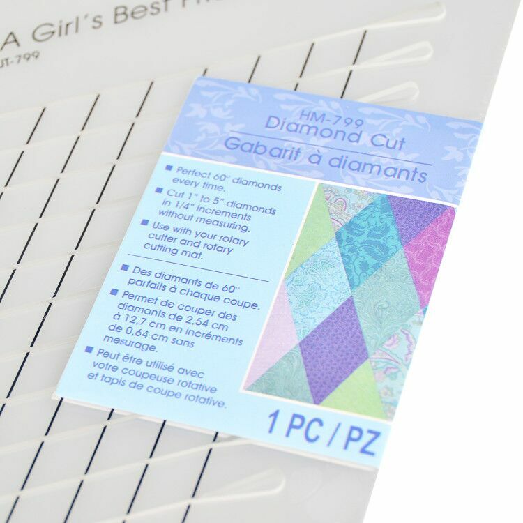 Sewing Quilting Template Diamond Cut Patchwork Ruler Perfect 60° Diamond# HM-799