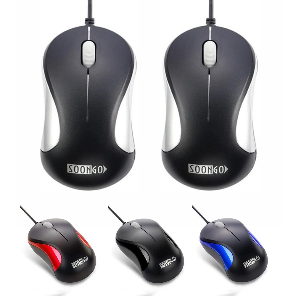 USB Mouse 2 Pack Computer Mouse Ergonomic Optical Wired Mice for Office and H...
