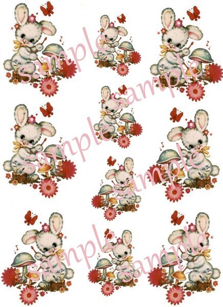 Vintage drumming Bunny Waterslide Decal