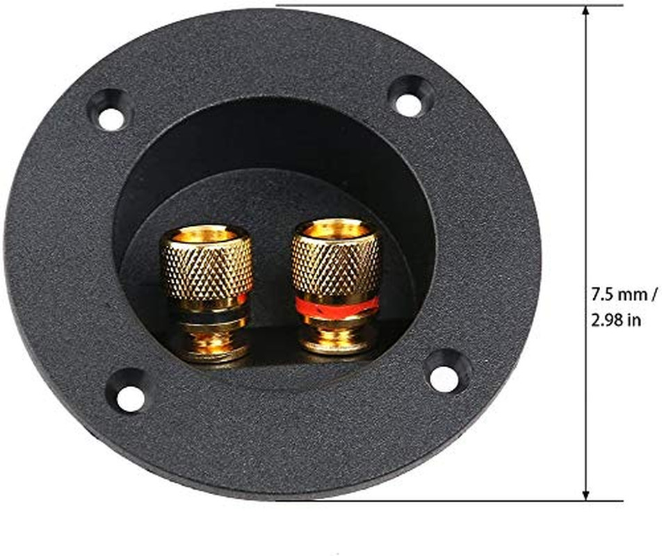 2 Pcs Black 3" Round 2-Way Speaker Box Terminal Binding Post Screw Cup Connector
