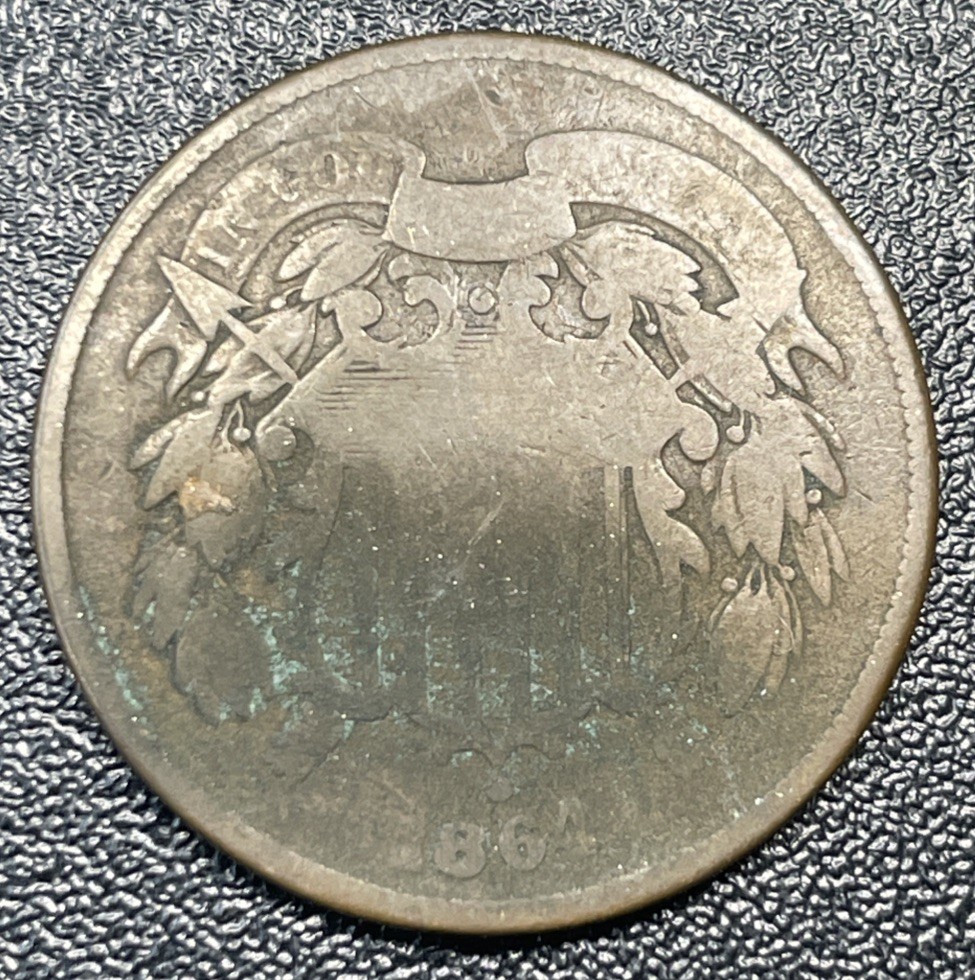 1864 Two Cent Piece 2c Good Details Damage