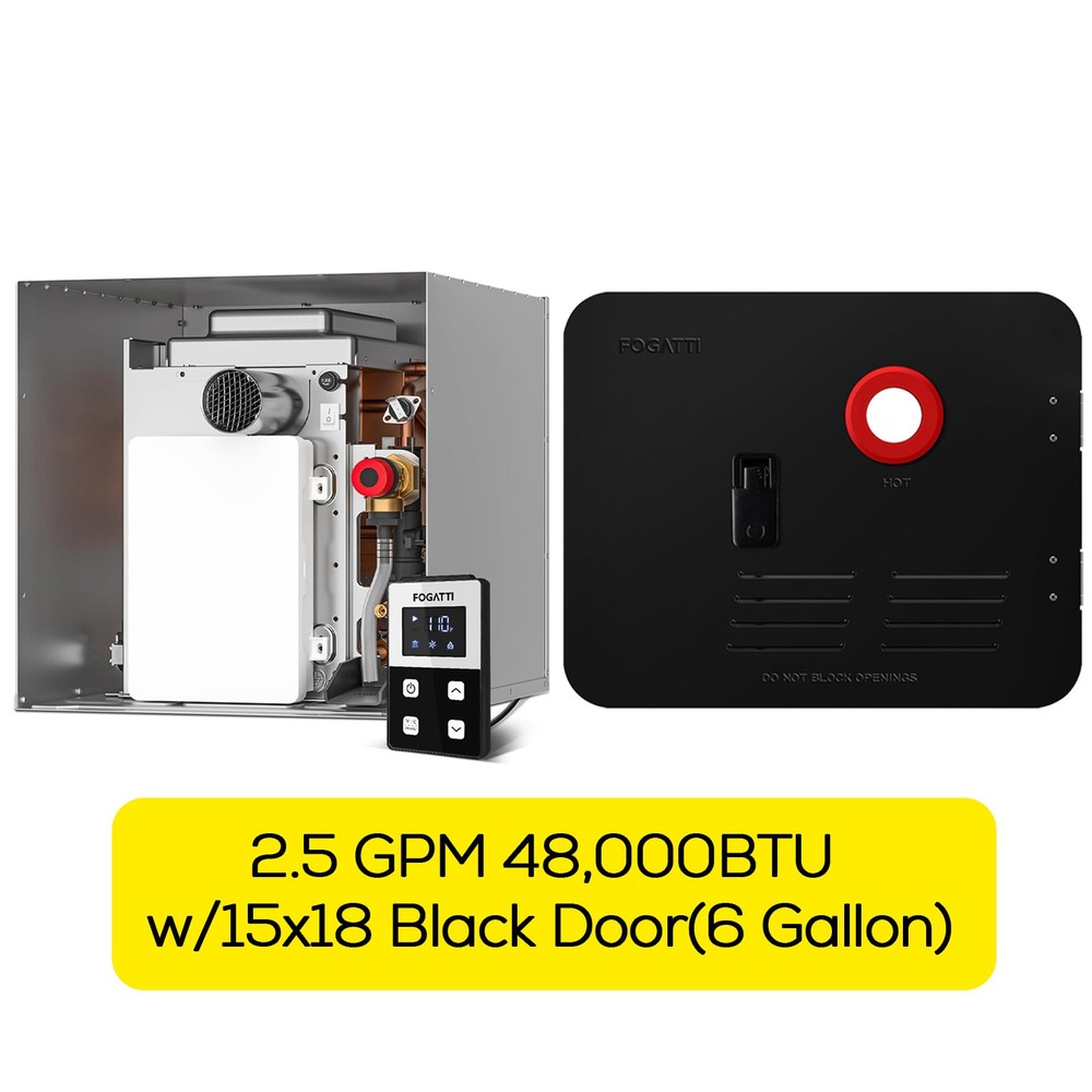 15x18"Door RV Tankless Water Heater, for All RVs Propane 48,000BTU 2.5GPM