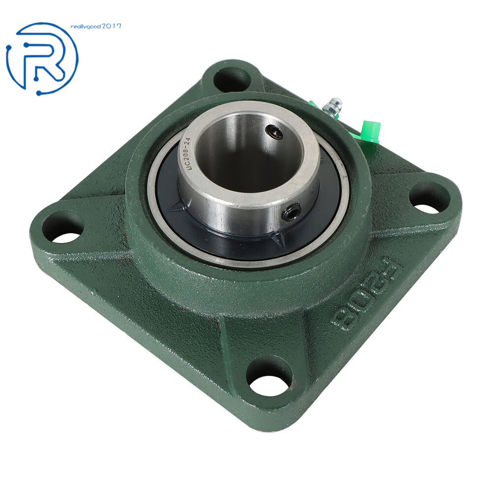 2 Pcs 4 Bolt Solid Base UCF208-24 Pillow Block Flange Bearing 1-1/2" Bore