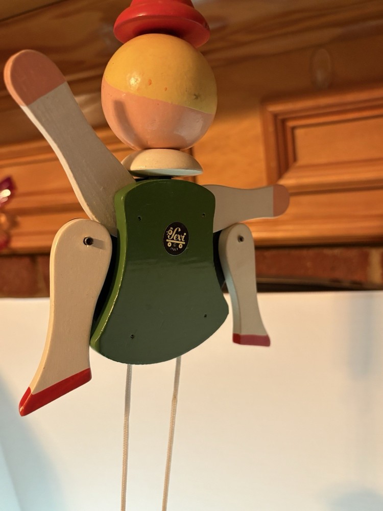 Vintage Sevi Wooden Pull String Marionette -Italy